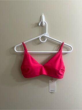 Quince Italian V Neck Bikini Top Pink Women’s Medium NWT-Flaws